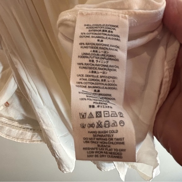 FREE PEOPLE Sz M Collecting Daisies Off Shoulder Bell Sleeves Mini Dress NEW - Picture 9 of 13